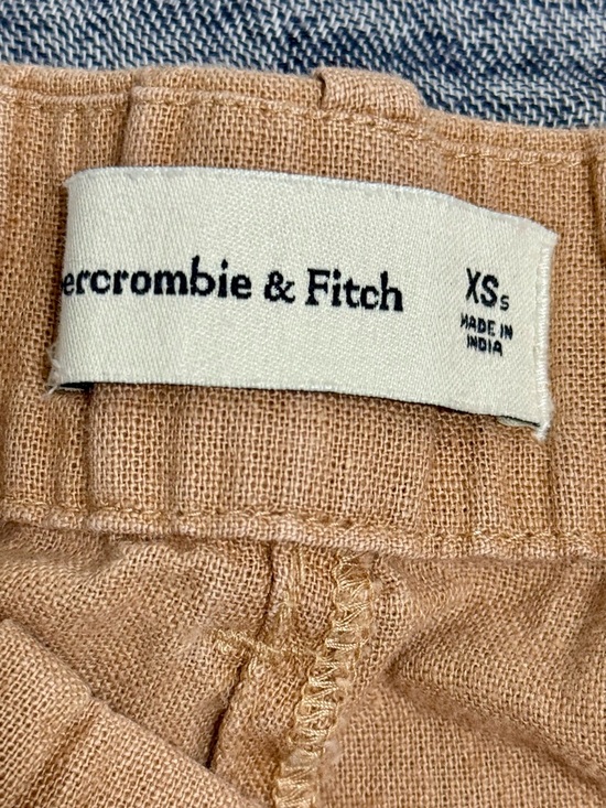 Abercrombie & Fitch Brown Tan Pleated Wide Leg Trousers Size XS Short - Picture 5 of 7